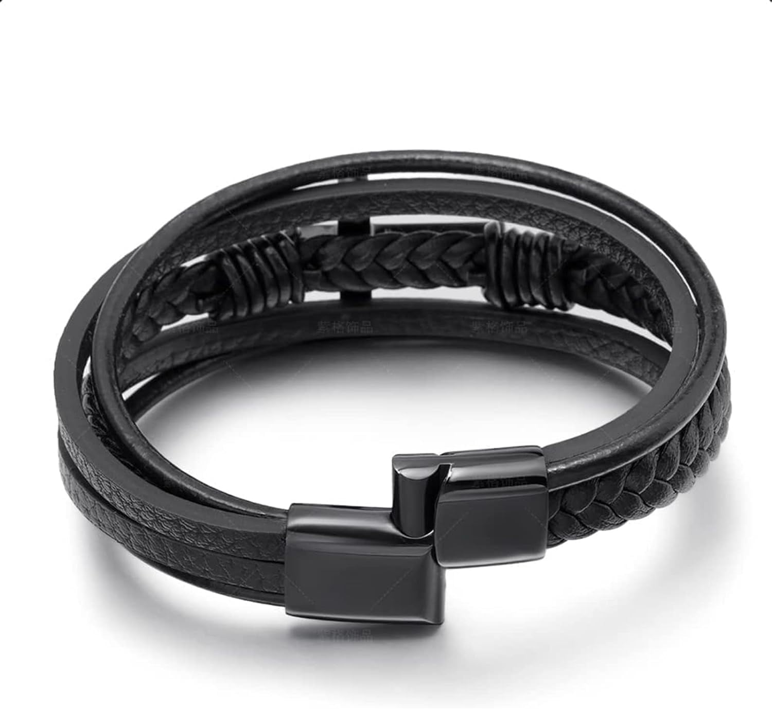to My Son- Love You Forever Pray Through It Leather Cross Bracelet, Inspirational Bracelets, Men's Leather Stainless Steel Black Braided Leather Bracelet, Jewelry Gift for Son
