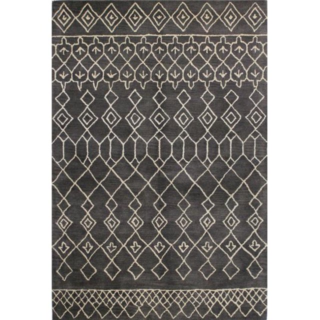 Bashian S185-CHAR-2.6X8-ST258 Bashian Chelsea Collection Moroccan Contemporary 100 Percent Wool Hand Tufted Area Rug, Charcoal - 2 ft. 6 in. x 8 ft.