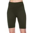 thumbnail image 1 of MixMatchy Women's Solid Seamless Ribbed Knee Biker Shorts with Band Waist, 1 of 5