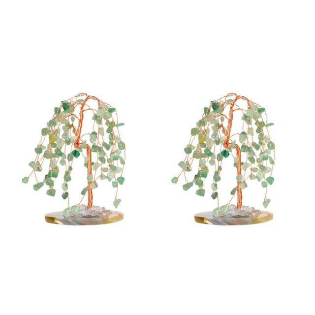 Wweixi 1/2/3/5 Exquisite Crafted Gemstone Tree Ornament - Symbol Of Luck And Prosperity Green 2PCS
