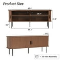 thumbnail image 6 of VEANERWOOD 63" TV Stand for 70" TV, Wood Entertainment Center with Storage and Shelves, 2 Sliding Tambour Doors, Mid-Century Modern,Walnut, 6 of 13