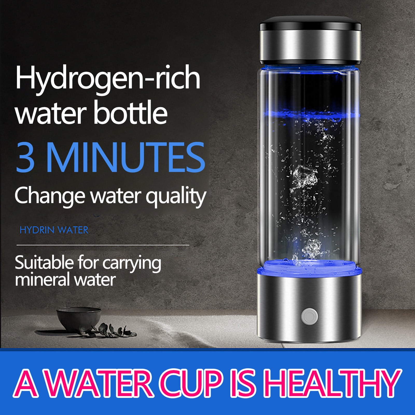 Hydrogen Water Bottle, 425ML 2024 New Hydrogen And Oxygen Separation Portable Hydrogen Water Cup, 3 Minutes Fast Hydrogen Production, Health Cup, Super Hydrogen Water Cup