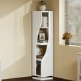 thumbnail image 2 of Dextrus 4-Tier Narrow Bookcase with LED Light, 71.5" Rotating Bookshelf, Geometric Modern Corner Shelf, Shelf Storage Organizer Corner Shelf for Home Office, White, 2 of 8
