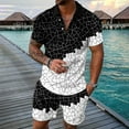 thumbnail image 2 of Vedolay Two Piece Short Outfit Mens Shorts Sets Print Short Sleeve Polo Shirts and Shorts 2 Piece Outfits for Men,Black A, 2 of 3