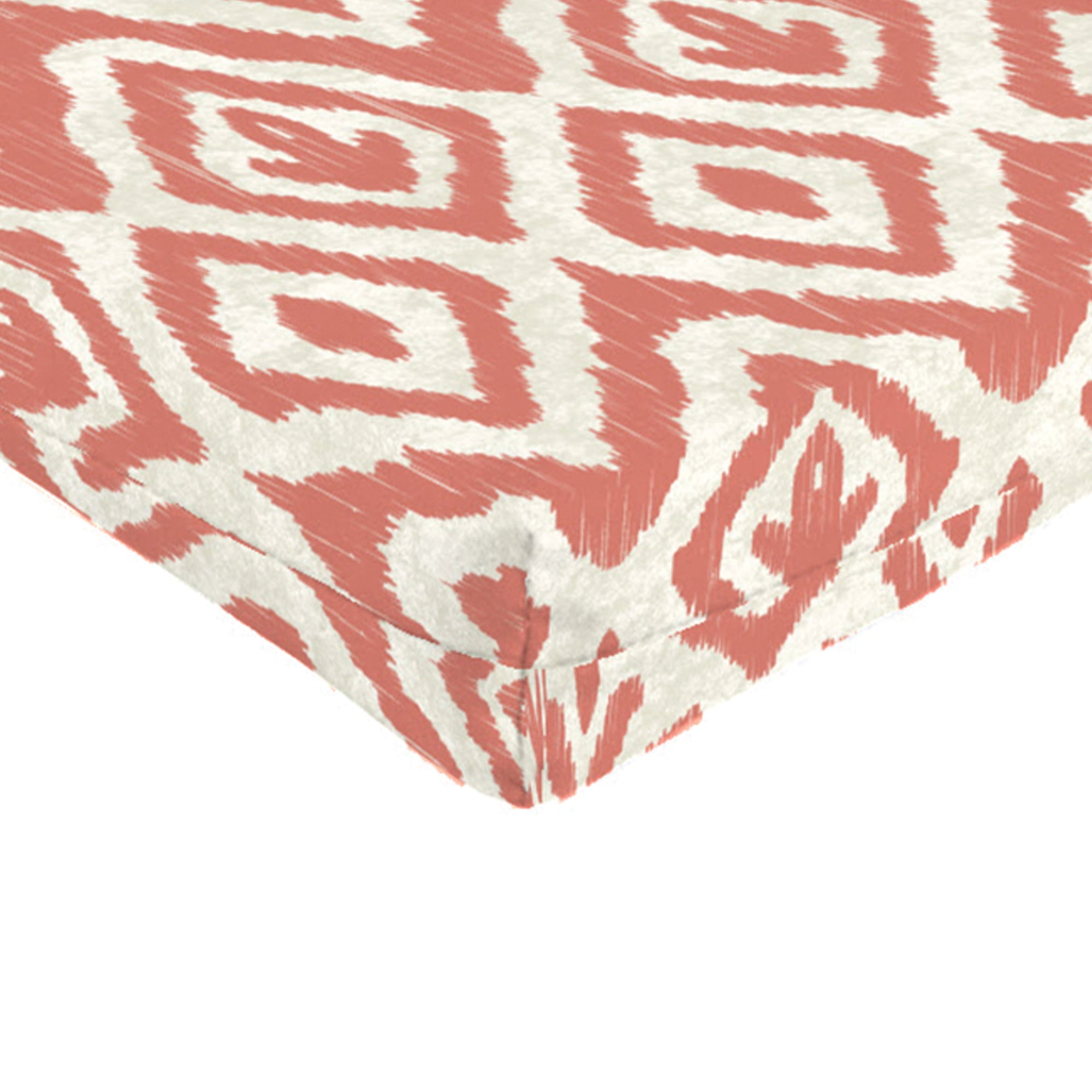 Jordan Manufacturing 50.5" x 19" Tinker Suntan Coral Ikat Rectangular Outdoor Adirondack Chair Cushion with Ties
