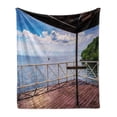thumbnail image 1 of Modern Soft Flannel Fleece Throw Blanket, Balcony Porch Sea Ocean View in Trinidad and Tobago Island Tropic Photo Image Art, Cozy Plush for Indoor and Outdoor Use, 60" x 80", Multicolor, by Ambesonne, 1 of 6