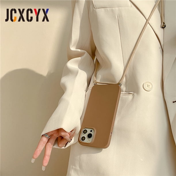 Funda blanda de lujo con correa para collar cruzado para iphone 14 13 12 Pro Max 11 Pro Max X XR XS Max 7 8 plus MiNi Tan Jianjun unisex