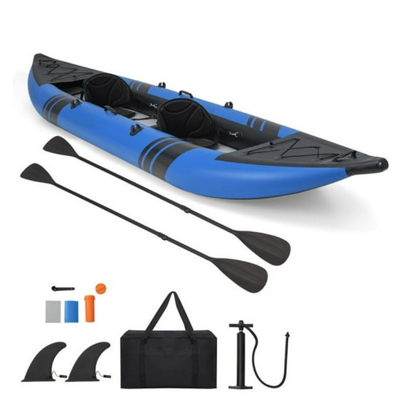 2-Person Inflatable Kayak Set - Aluminum Oars & Repair Kit - Blue/Red - 150" x 37" - 507 lbs Capacity