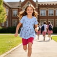 thumbnail image 4 of felwors Toddler Girls Summer Sleeveless Ruffle Top Elastic Shorts Set Kids Short Set 2-8 (Red, 7-8 Years), 4 of 7