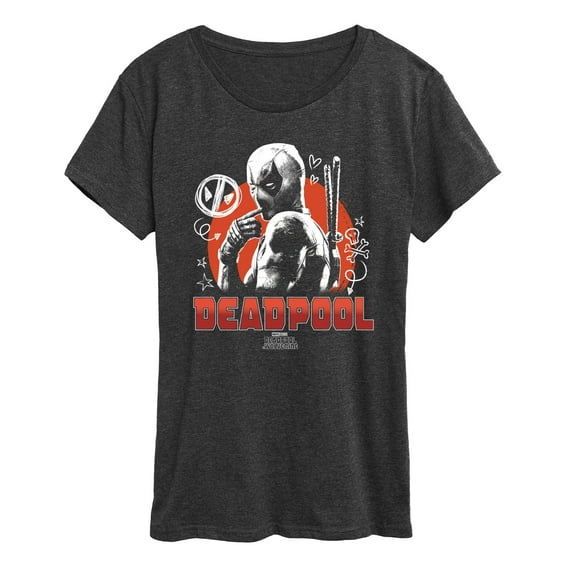 Marvel Deadpool & Wolverine - Sketch Doodles - Women's Short Sleeve Graphic T-Shirt