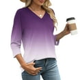 thumbnail image 4 of WCMZJ 3/4 Length Sleeve Womens Tops Summer Casual V Neck T Shirts Cute Tunic Tops for Ladies Loose Fit Dressy Blouses Black XL, 4 of 7