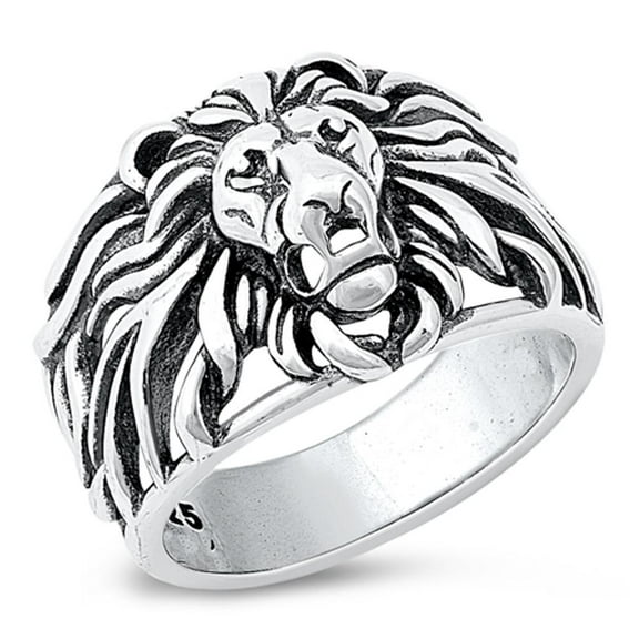 Lion Head Courage Ring .925 Sterling Silver Band Jewelry Female Male Unisex Size 9