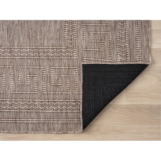 RUGGERRUGS Diana Textured Foldable Beige Indoor Outdoor Rug, 6x9