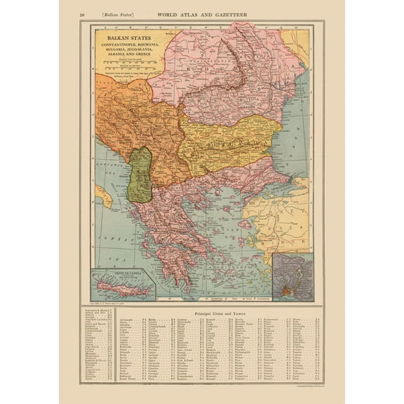 Historic Map - Balkan States - Reynold 1921 - 23 x 32.46 - Vintage Wall Art