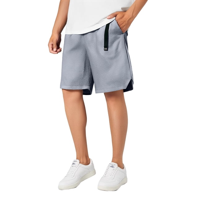 Pantalones cortos de cuadros de secado rápido para hombre - Pantalones deportivos cargo de 5/4 - Cintura ajustable de poliéster - Tallas XL-XXXXXXL para actividades al aire libre/playa