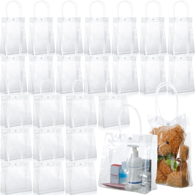 Bolsas de regalo Mimorou de PVC transparente con asas, reutilizables, paquete de 60