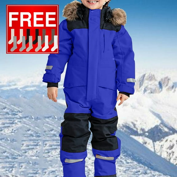 Herrnalise Kids Girls Boys Ski Suits Jumpsuits Waterproof Windproof One Piece Snowsuits Winter Warm Outdoor Jackets Coats For 9M-14Y