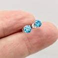thumbnail image 2 of December Birthstone 5mm Lab Blue Zircon Sterling Silver Earrings, 2 of 6