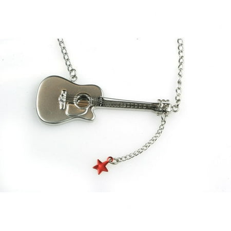 Noteables Guitar Necklace in Matte Silver