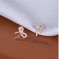 thumbnail image 3 of Solid 925 Sterling Silver CZ Bow Stud Earrings for Women Teens Ribbon Stud Earrings Bowknot, 3 of 6