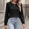 thumbnail image 2 of Cilsoka Womens Long Sleeve Shirts Fall 2026 Crew Neck Dressy Casual Blouses Eyelet Tunic Tops Fashion Outfits Clothes, 2 of 5