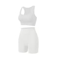 thumbnail image 6 of Stamzod Yoga Sweatsuits Women 2 Piece Outfit Summer Slim Fit Tank Tops and High Waist Shorts Set Casual Workout Gym Sweat Sets Women Activewear White M, 6 of 9