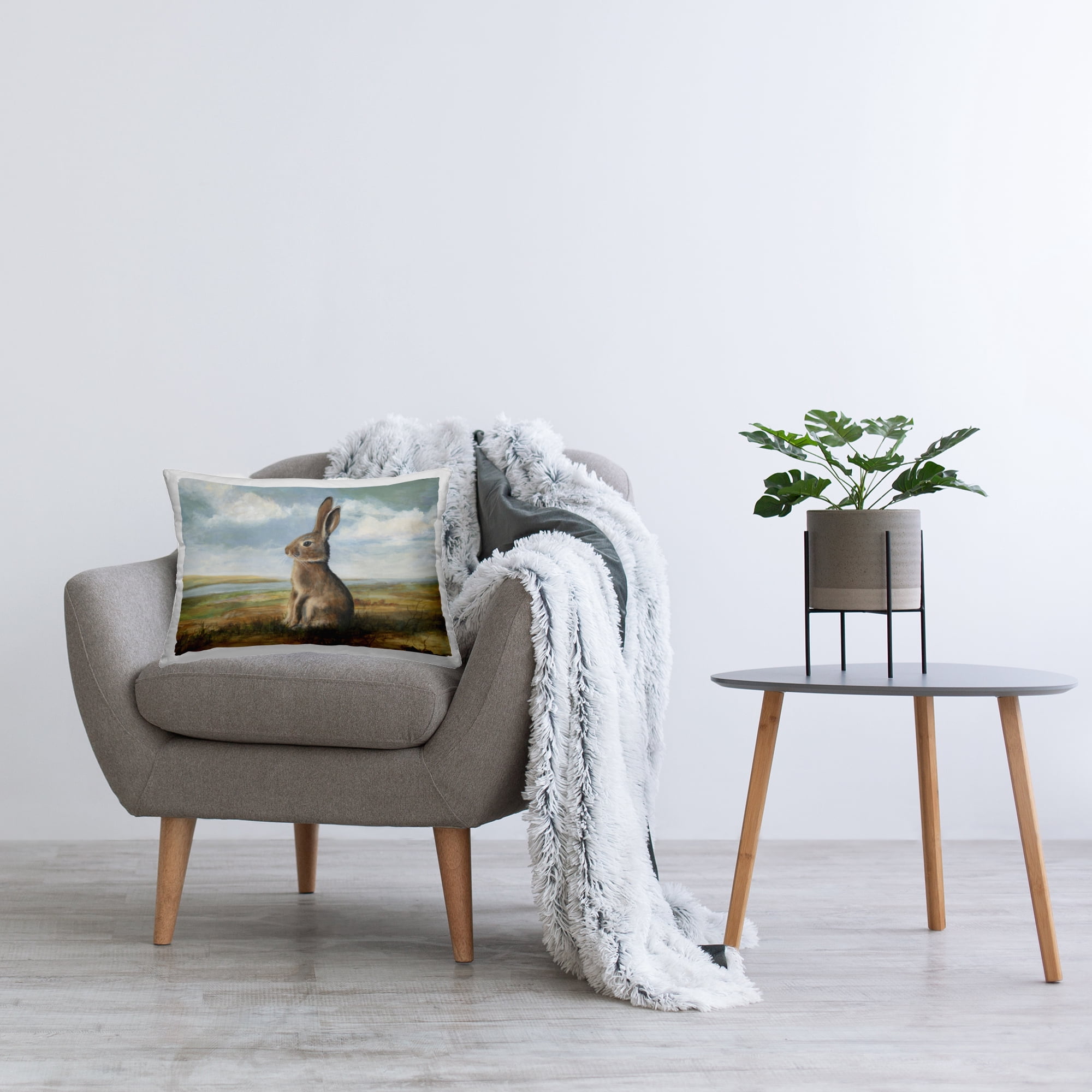 Stupell Industries Classic Rabbit in Countryside Decorative Printed Throw Pillow, design by Michael Willett
