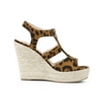 thumbnail image 3 of BLISSFUL STEP Women's Shoes Faux Suede Platform Wedge Espadrilles Slingback Open Toe Front Zipper Sandals Leopard 7.5, 3 of 5