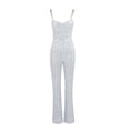 thumbnail image 4 of Wdgfv Womens Sequins Jumpsuits Formal Backless Romper Long Pants with Chain Belt and Sparkling Sequins Backless Elegant Pantsuit for Evening Wear White M, 4 of 5