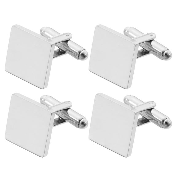 Uxcell 4Pack 15mm Cufflinks for Men, Stainless Steel Square Shirt Cuff Links, Silver