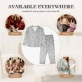 thumbnail image 7 of Honeii Silver Mosaic print Women's Pajama Sets Long Sleeve Button Down Sleepwear Nightwear Soft Pjs Lounge Sets-Medium, 7 of 7