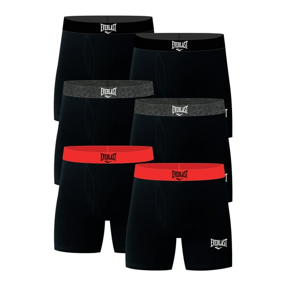 Everlast Men's Cotton Stretch Boxer Briefs with Fly, 6-Pack