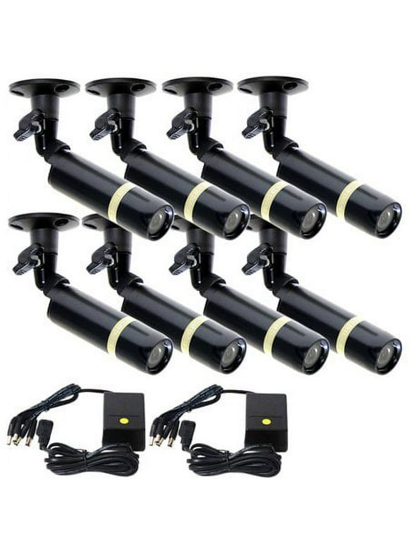 VideoSecu 8 Pack Weatherproof Built-in Sony CCD Wide View Angle Lens 480TVL Security Camera with 2x 4CH Power Supply bzd