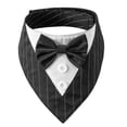 thumbnail image 1 of Bandana de boda para perro, collar para perro con pajarita, disfraz de cumpleaños, esmoquin ajustable para fiesta de mascotas, rayas negras, 1 of 5