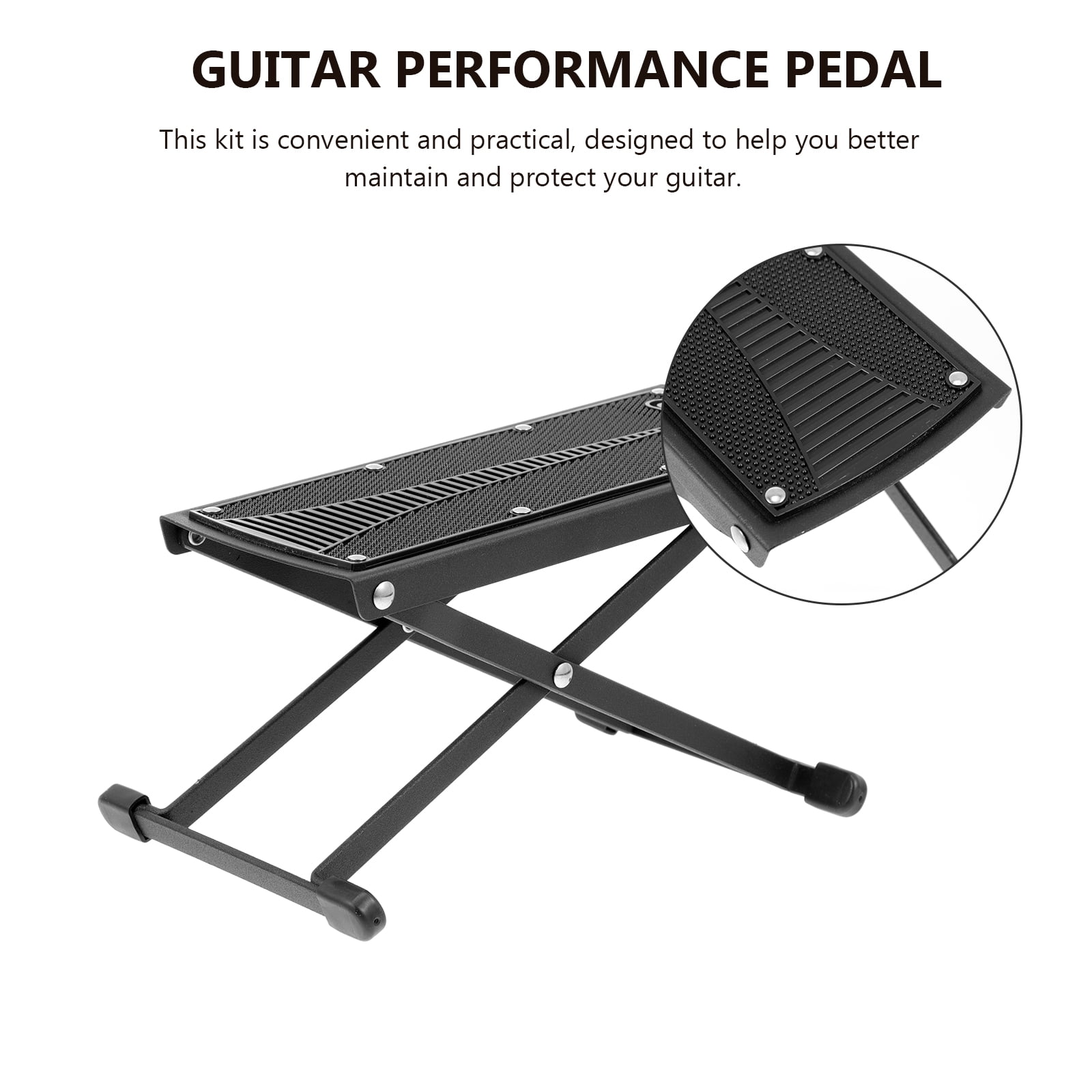unbranded  Guitar Pedal Step Stool Foot Stand Rack Leg Rest Grim Black
