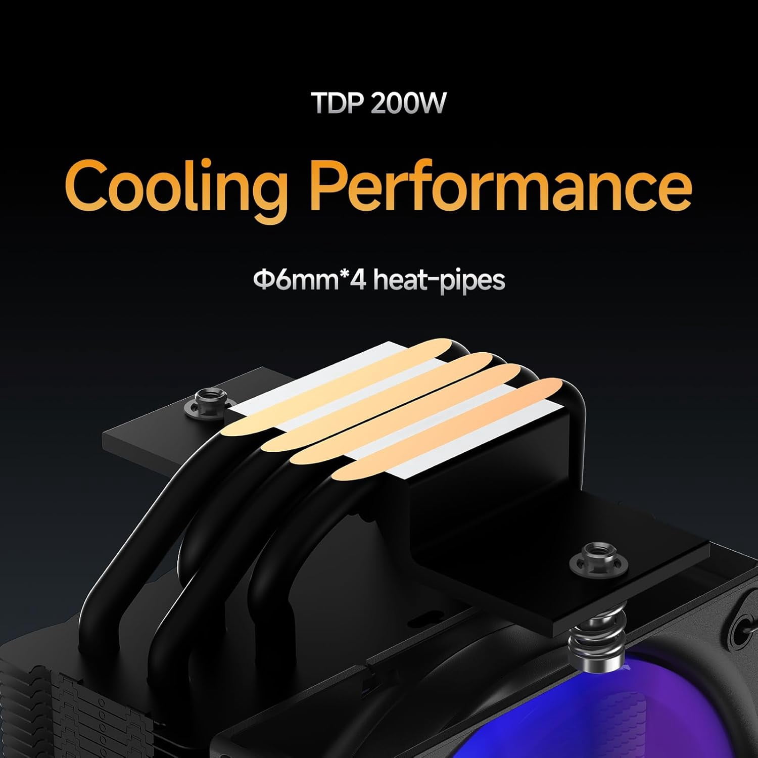 Gamma A40 ARGB BK CPU Cooler,100mm PWM Fan,133mm Height Single Tower Computer Compact Air Cooler,4 Copper Heat Pipes,ARGB Function,Fancy Top Cover,for Intel LGA 115X/1200/1700/1851&AMD AM4/AM5