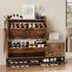 thumbnail image 1 of Estilo rural-style freestanding shoe rack: wood shoe gabinete con 2 flip - cajones, 2 hooks, bottom estante, y antiseptic wood para entrada o sala de estar, 1 of 8