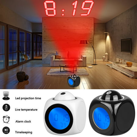 Protable Digital Projection Alarm Clock with Weather Station, Indoor Outdoor Thermometer,3 Mode Time Setting,12H/24H Time System, ℃/℉ Switchable for Temperature,Best Modern Decor for Home and (Best Cellular Alarm System)