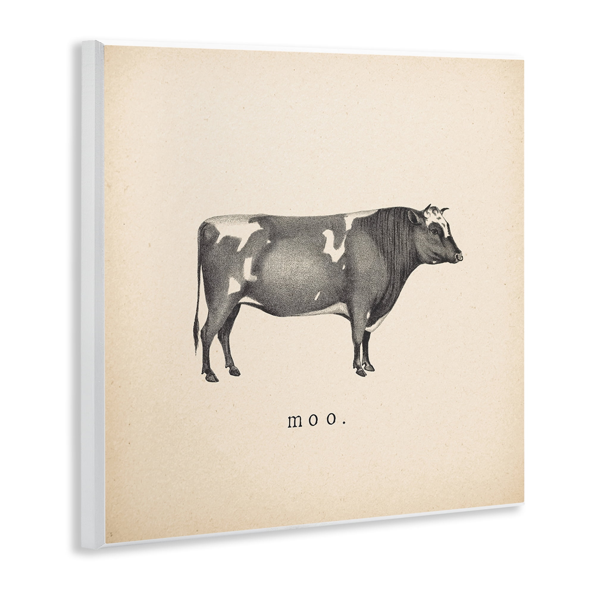 Stupell Industries Moo Farm Cow Sounds Animals Painting Unframed Art Print Wall Art, 12 x 12