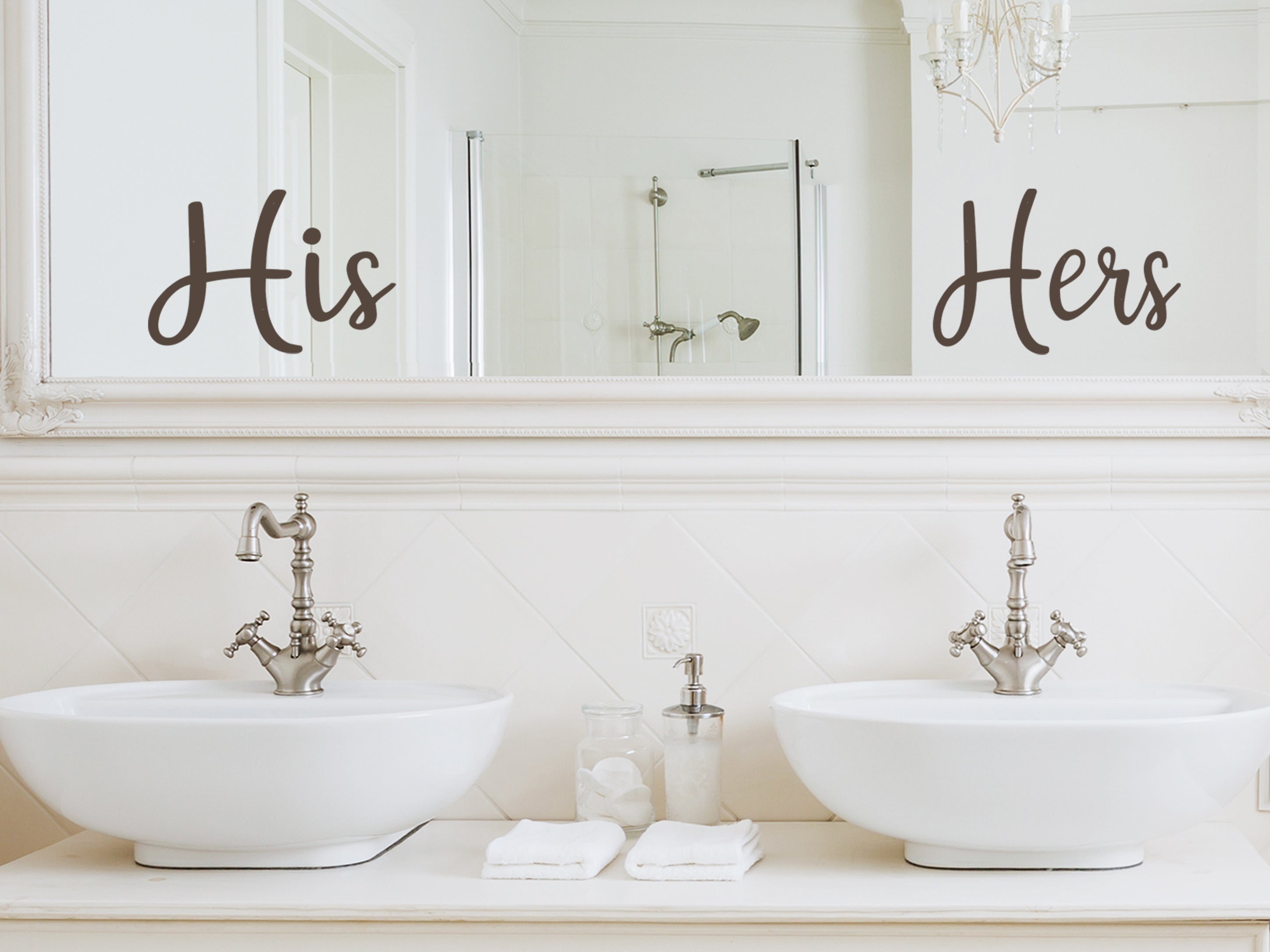 His And Hers Bathroom Mirror Decals