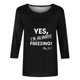 thumbnail image 3 of Camisetas de Manga Larga de las Mujeres Impresión de la Carta Pullover de Cuello Redondo, 3/4 Manga de Moda Casual para la Fiesta de Verano de Primavera Y el Uso Diario, 3 of 3