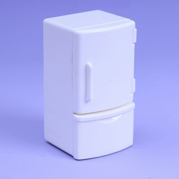 BRIGHTFUFU Miniature Refrigerator Dollhouse Toy Fridge 3.26x1.77x1.77in White Plastic Collectible Set