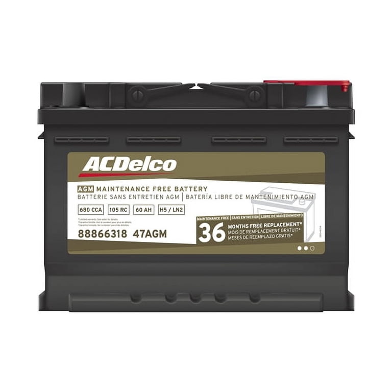 ACDelco, Battery, Group Size 47, Top Post, AGM, 36-Month Warranty