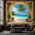 thumbnail image 6 of Tropical Beach Through a Stone Archway, Serene Coastal Style for Beach Lovers, Coastal Wall Art, Housewarming Gift, Tapestry Wall Hanging for Bedroom and Living Room, 6 of 7