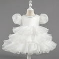 thumbnail image 7 of Girls Cute Party Dress Fashion Flowy Ruffle Mesh Layered Puff Sleeve Princess Dresses Bow Back Crewneck Ball Gown, 7 of 7