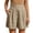 #0173-Khaki, variant on Pounoo Casual Shorts for Women Elastic Waist Drawstring Linen Shorts Urban Minimalist Style Breathable Comfortable Everyday Bottoms Gift