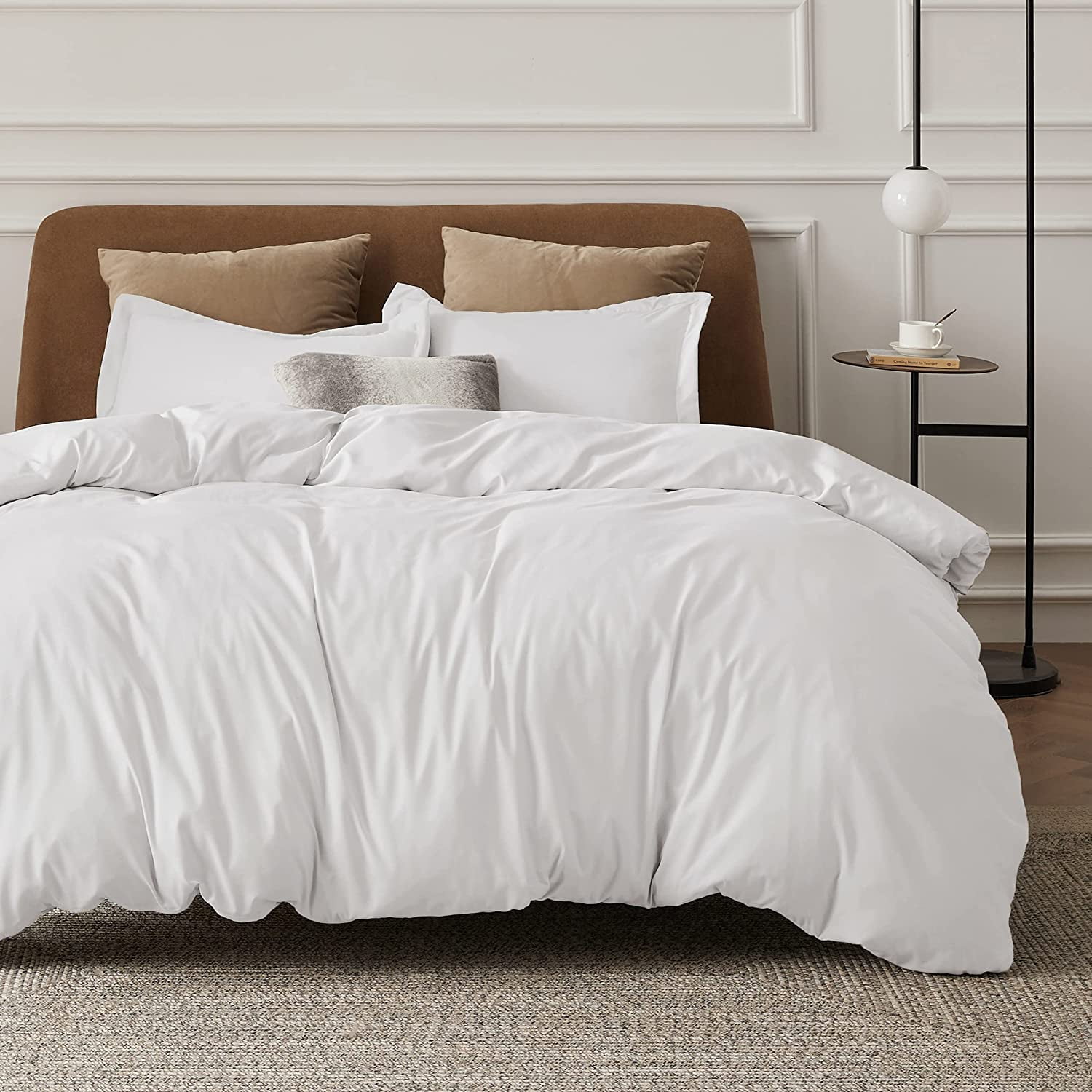 Bedsure White Duvet Cover California King Size Soft Brushed