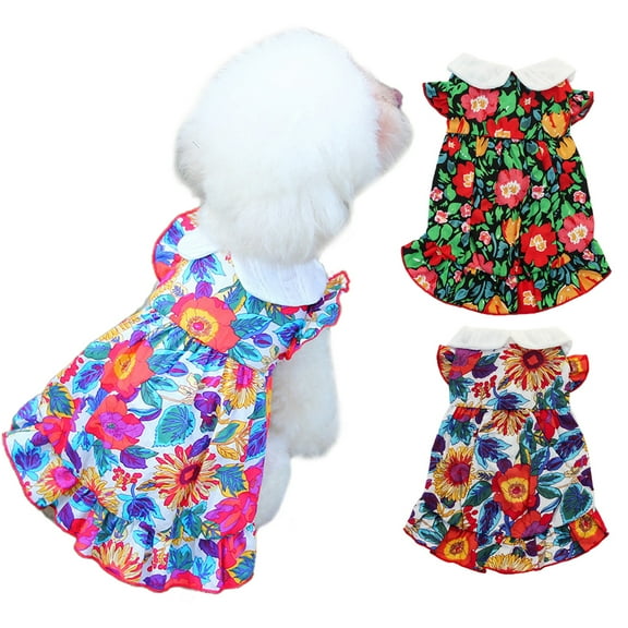 shenmeida Dog Floral Dress Pet Princess Dress Dog Sundress Dog Princess Dress Puppy Summer Dress for Small Pets Dogs Puppy Cats