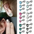thumbnail image 3 of Jiaroswwei 3Pcs/Set Women Fashion Stainless Steel Round Rhinestone Ear Studs Earrings for Party, 3 of 8
