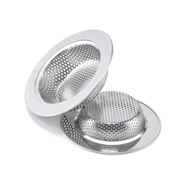 2‑Pack Stainless Steel Kitchen Sink Strainers, Wide Rim Double‑Layer Drain Filter Basket, Anti‑Clog Food Catcher for Most Standard Kitchen Sink Drains